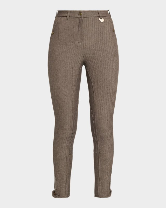 Anne Herringbone Skinny-Leg Jodhpur Pants